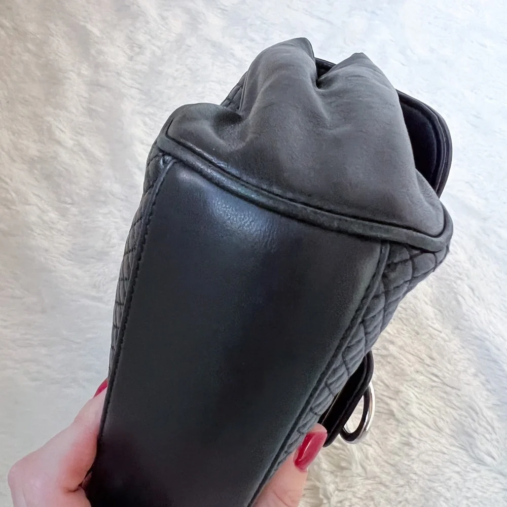 Ann Taylor Genuine Leather Quilted Flap Shoulder Handbag Black Chain Strap - Picture 10 of 17